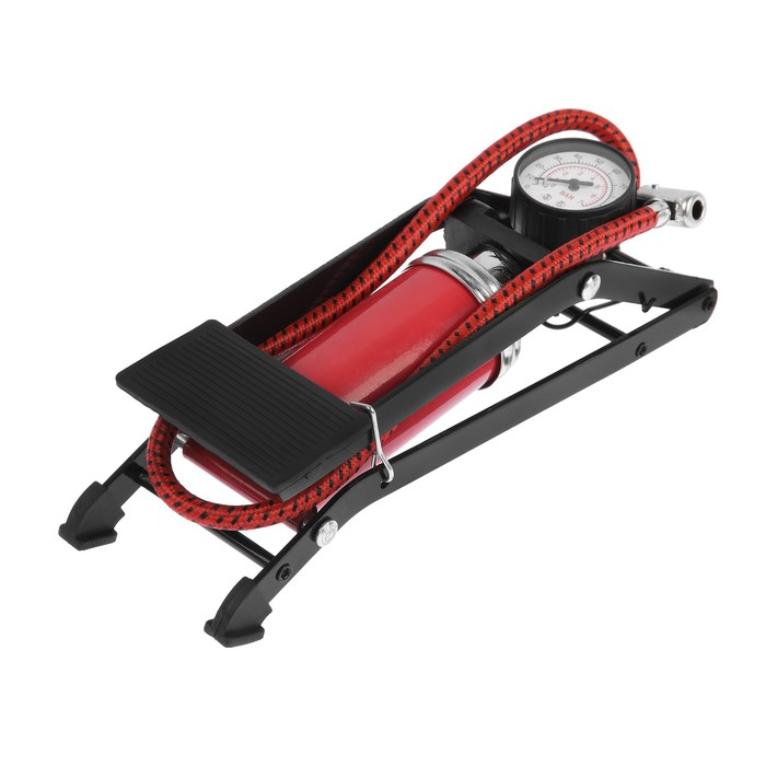 Насос ножной TORSO с манометром, 1 цилиндр, усиленный Насос ножной TORSO с манометром, 1 цилиндр, усиленный