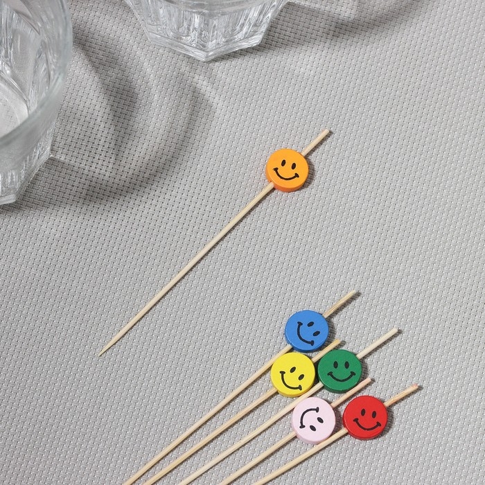Шпажки Доляна &laquo;Улыбка&raquo;, 12 см, набор 25 шт, цвет МИКС