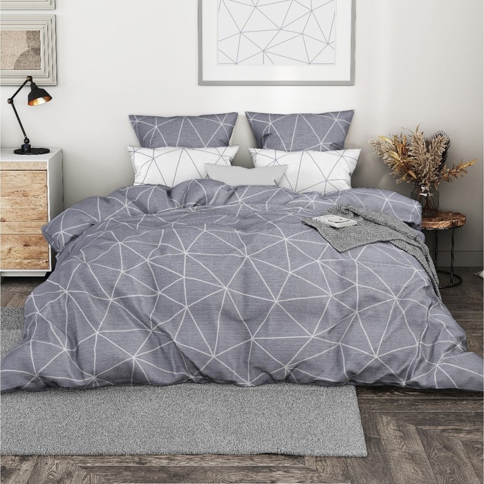 Постельное бельё Ночь Нежна дуэт &laquo;Грань&raquo;, сер 145х215 2шт, 220х240, 70х70см 2шт, поплин