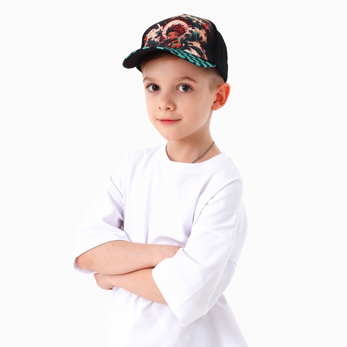 Кепка детская для мальчика &laquo;Волны&raquo;, аниме, цвет чёрный, р-р 52-54, 5-7 лет