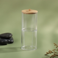 Органайзер для ватных палочек и дисков «BAMBOO», с крышкой, 2 съёмные секции, 7 × 18,5 см, в картонной коробке, цвет прозрачный Органайзер для ватных палочек и дисков «BAMBOO», с крышкой, 2 съёмные секции, 7 × 18,5 см, в картонной коробке, цвет прозрачный