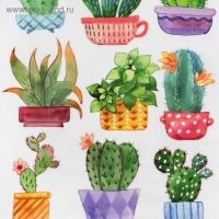 Полотенце "Этель" Кактусы 40х73 см, 100% хлопок, саржа 190 гр/м2