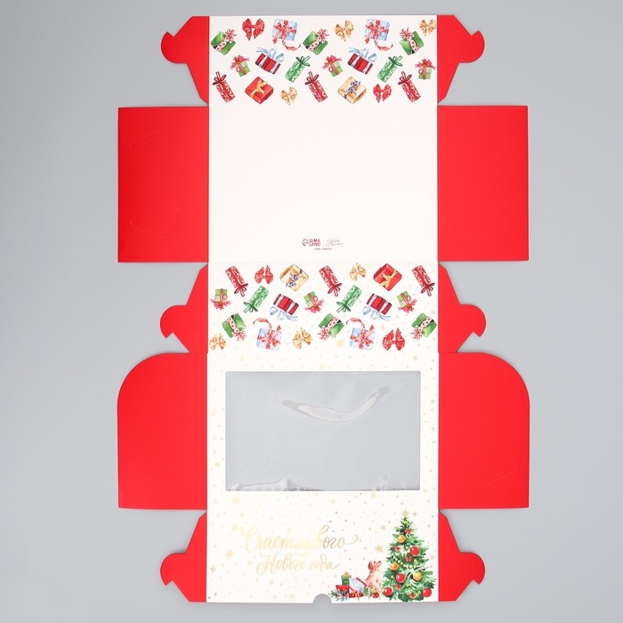 Коробка складная на 6 капкейков с окном &laquo;Счастливого Нового года&raquo;, 25 х 17 х 10 см, Новый год