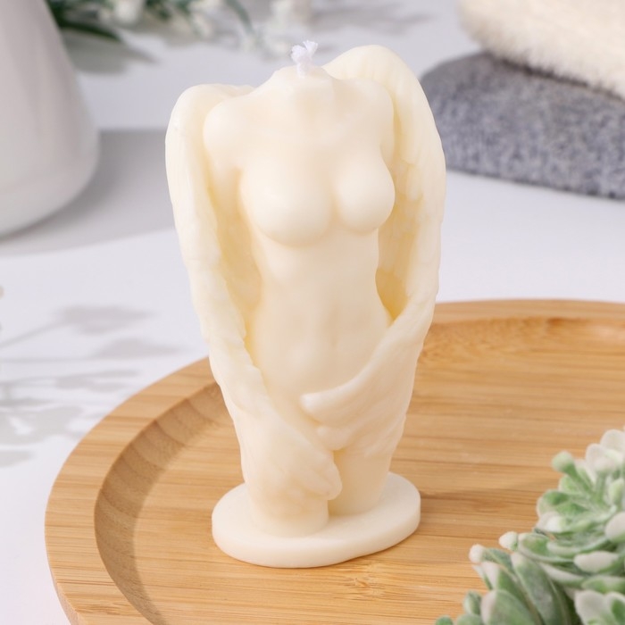 Свеча фигурная из натурального воска Свеча фигурная из натурального воска "Женская фигура. Ангел", 9,5 см, 70 г, 1 ч, белый