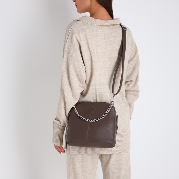 Сумка-мешок на молнии, цвет коричневый Сумка-мешок на молнии, цвет коричневый