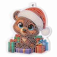 Алмазная мозаика на новый год на подвеске «Мишка с подарками», 9 х 11 см, новогодний набор для творчества Алмазная мозаика на новый год на подвеске «Мишка с подарками», 9 х 11 см, новогодний набор для творчества