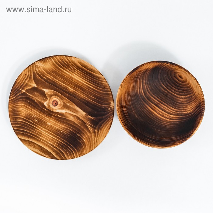Набор деревянных тарелок из цельного кедра Mаgistrо, 2 шт: 20&times;2,5 см, 16&times;6 см, обожжённые