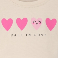 Футболка детская укороченная KAFTAN "Сердечки", р. 28 (86-92 см), бежевый Футболка детская укороченная KAFTAN "Сердечки", р. 28 (86-92 см), бежевый