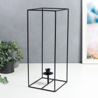 Подсвечник металл на 1 свечу "Лофт. Прямоугольник" чёрный 42х17х17 см