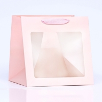 Пакет подарочный, крафт, с окном, &laquo;Розовый&raquo;, 25 х 25 х 25 см