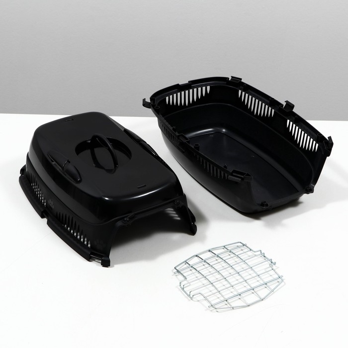 Переноска для животных до 12 кг Переноска для животных до 12 кг "Пижон" 49х33х32см, металлическая дверь, черная