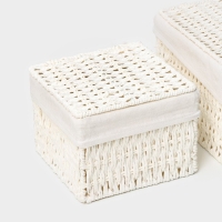 Набор интерьерных корзин ручной работы с крышкой LaDо́m, 2 шт, размер: 20&times;20&times;15 см, 25&times;25&times;18 см