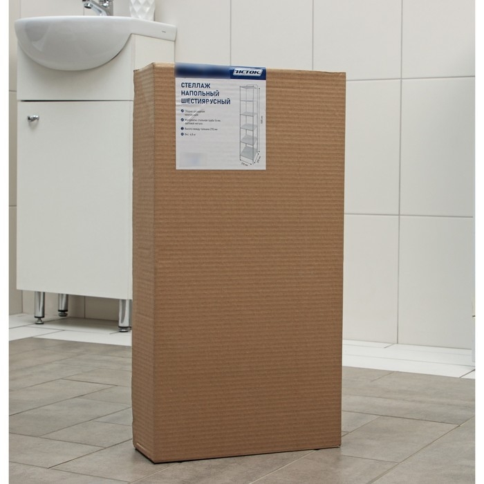 Стеллаж напольный шестиярусный, 29&times;29&times;158,5 см, цвет белый