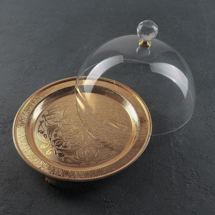 Тортовница с крышкой-клош, 32×21,5 см, (d десерта до 24 см), цвет металла золотой Тортовница с крышкой-клош, 32×21,5 см, (d десерта до 24 см), цвет металла золотой