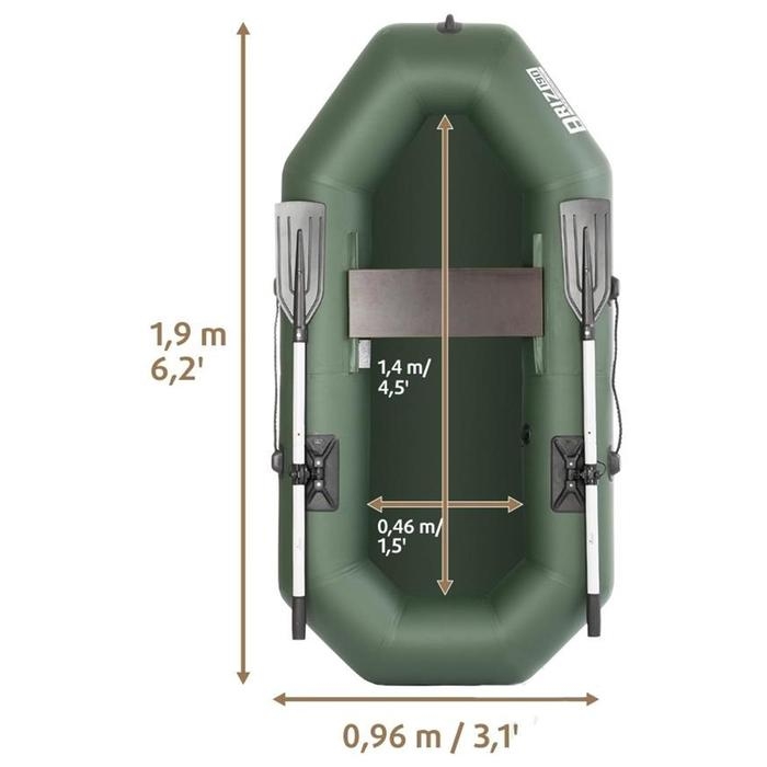 Лодка &laquo;Бриз&raquo; 190 с вёслами, цвет зелёный