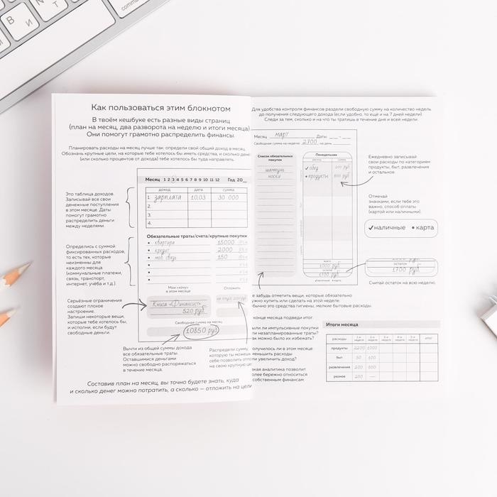 Умный блокнот CashBook А6, 68 листов &laquo;Кот трудоголик&raquo;