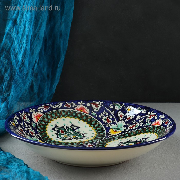 Ляган Риштанская Керамика Ляган Риштанская Керамика "Узоры", 33 см, глубокий, синий