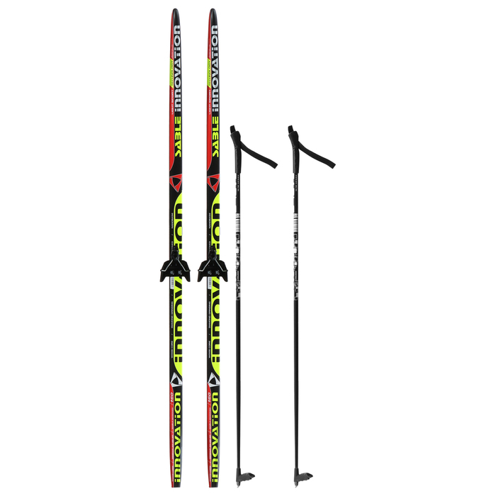 Комплект лыжный: пластиковые лыжи 160 см без насечек, стеклопластиковые палки 120 см, крепления NN75 мм, цвета МИКС Комплект лыжный: пластиковые лыжи 160 см без насечек, стеклопластиковые палки 120 см, крепления NN75 мм, цвета МИКС