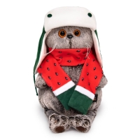 Мягкая игрушка &laquo;Басик&raquo; в двусторонней шапке и шарфе, 19 см