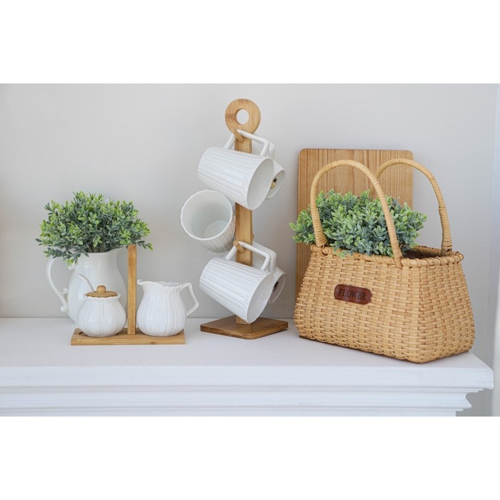 Набор фарфоровый сервировочный BellaTenero «Тюльпан», 4 предмета: молочник 200 мл, сахарница с крышкой 170 мл, бамбуковая подставка, ложка, цвет белый Набор фарфоровый сервировочный BellaTenero «Тюльпан», 4 предмета: молочник 200 мл, сахарница с крышкой 170 мл, бамбуковая подставка, ложка, цвет белый