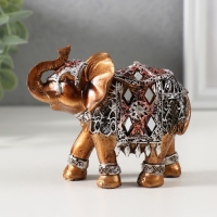 Сувенир полистоун "Бронзовый слон в серебристой попоне с зеркалами" 9,5х5х7 см