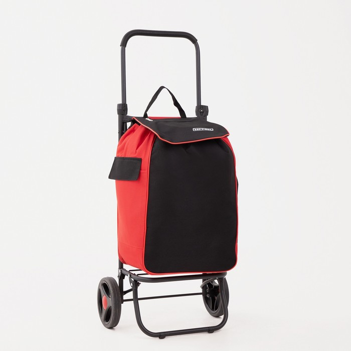 Сумка-тележка хозяйственная на шнуре, наружный карман, цвет чёрный/красный Сумка-тележка хозяйственная на шнуре, наружный карман, цвет чёрный/красный