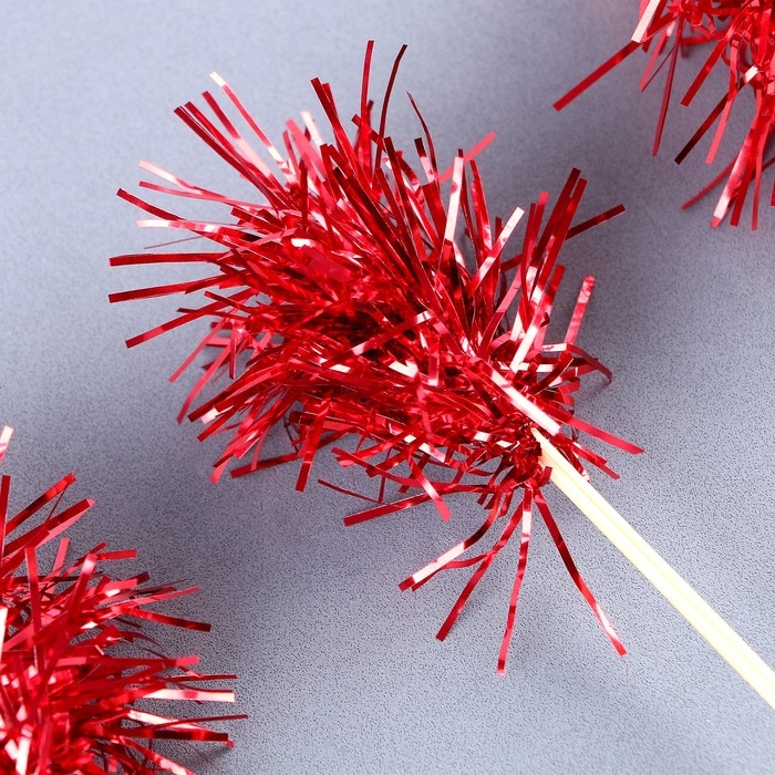 Шпажка для канапе «Пушистик», в наборе 6 штук, цвет красный Шпажка для канапе «Пушистик», в наборе 6 штук, цвет красный