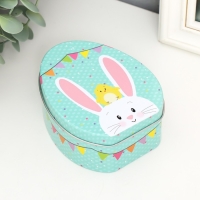 Шкатулка металл яйцо "Цыплёнок на голове у зайчика" 11,7х9,2х4,5 см Шкатулка металл яйцо "Цыплёнок на голове у зайчика" 11,7х9,2х4,5 см