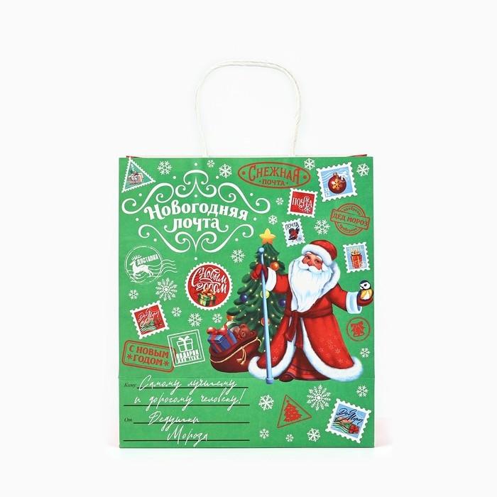 Пакет подарочный новогодний крафтовый &laquo;Волшебного нового года&raquo;, 22 х 12 х 25 см , Новый год