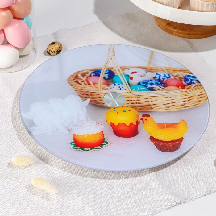 Подставка стеклянная для торта вращающаяся Доляна «Пасхальная корзинка», d=32 см ㅤ Подставка стеклянная для торта вращающаяся Доляна «Пасхальная корзинка», d=32 см ㅤ