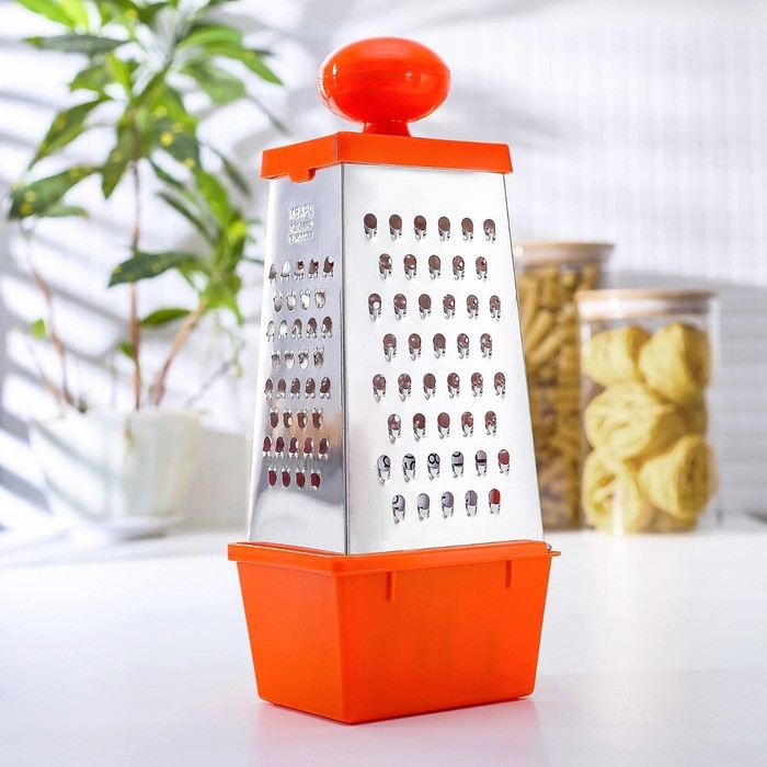 Тёрка Доляна &laquo;Комфорт&raquo;, 4 грани, с контейнером 450 мл, ручка круглая, 28&times;12&times;9 см, цвет МИКС