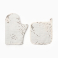 Набор кух. Этель "Flower herbarium": варежка 20х27 см, прихватка 19х19 см, 100% хл, 250 г/м2 1028340