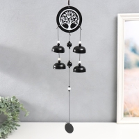 Музыка ветра металл "Дерево" 4 колокольчика чёрно-белый 50 см Музыка ветра металл "Дерево" 4 колокольчика чёрно-белый 50 см