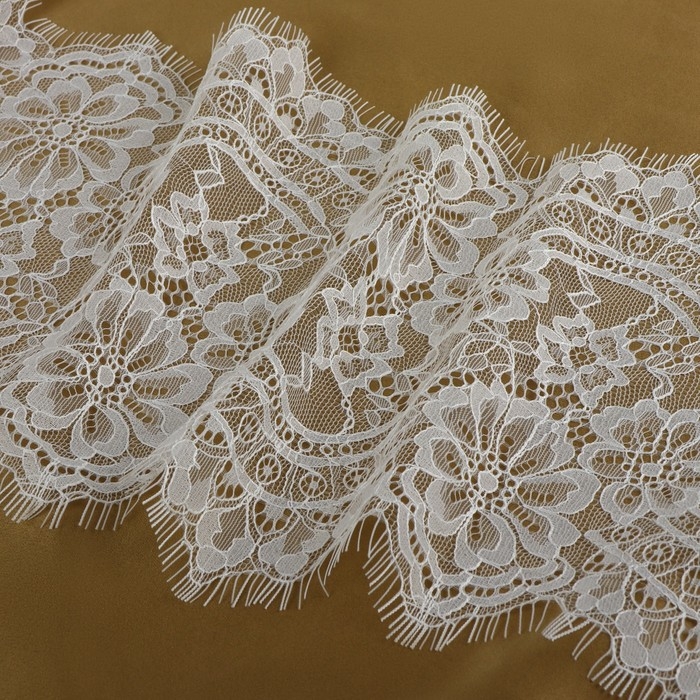 Кружево реснички, 215 мм &times; 3 &plusmn; 0,5 м, цвет белый