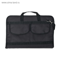 Папка для чертежей и рисунков для художников А3, 450 х 320 х 30 мм, с ручками, каркасная, текстильная, 3 кармана, чёрная, Estado