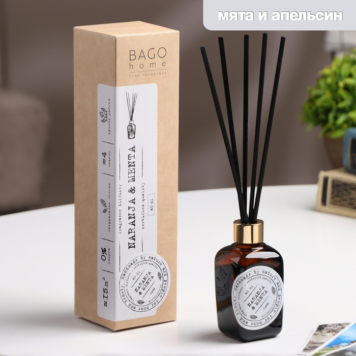 Ароматический диффузор Мята и апельсин 40 мл. Ароматический диффузор Мята и апельсин 40 мл.