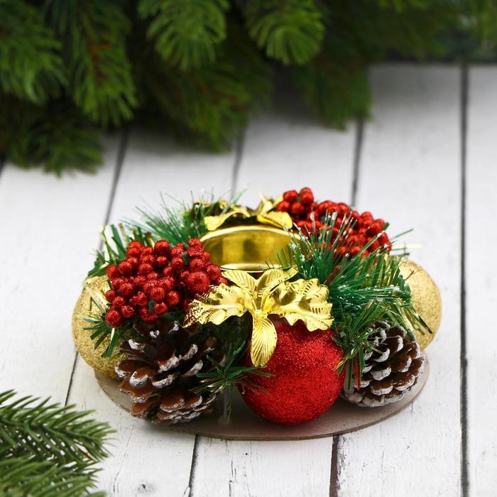 Подсвечник на одну свечу Подсвечник на одну свечу "Грациозо" с ягодками, 13 см отв d-4 см