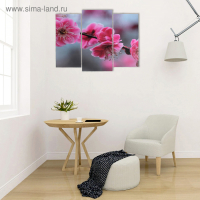 Модульная картина "Цветы сакуры" (2-25х52; 1-30х60) 60х80 см Модульная картина "Цветы сакуры" (2-25х52; 1-30х60) 60х80 см