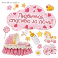 Набор магнитов на авто «Любимая, спасибо за дочь!», на выписку Набор магнитов на авто «Любимая, спасибо за дочь!», на выписку