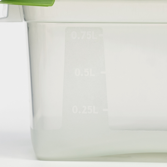 Набор контейнеров пищевых Доляна, 3 шт: 1 л, 18,5&times;12&times;7 см, прямоугольные, прозрачные, крышка зелёная