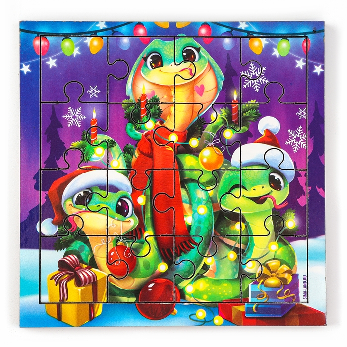 Пазлы для детей деревянные &laquo;Новый год! Новогодняя змея&raquo;, 16 элементов, символ года 2025