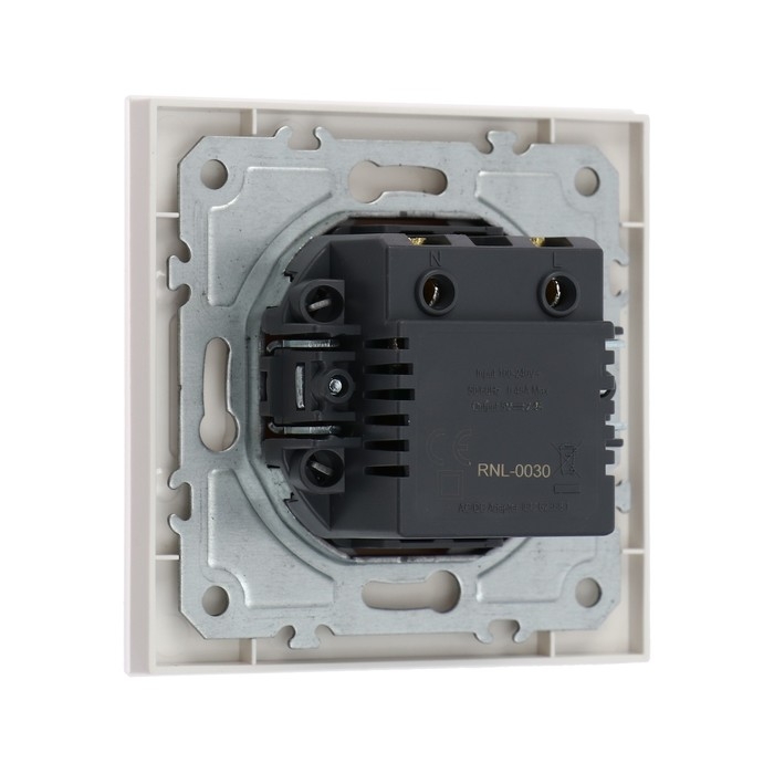 Розетка с USB-A + USB-C разъёмами, 2.1 A, 5В, TOT Glossy Glass, скрытая, стекло, белая Розетка с USB-A + USB-C разъёмами, 2.1 A, 5В, TOT Glossy Glass, скрытая, стекло, белая