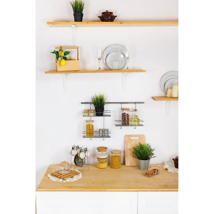 Полка для рейлинга прямая, 2-х ярусная, 38&times;26,5&times;11,5 см, d=25 мм, цвет хром