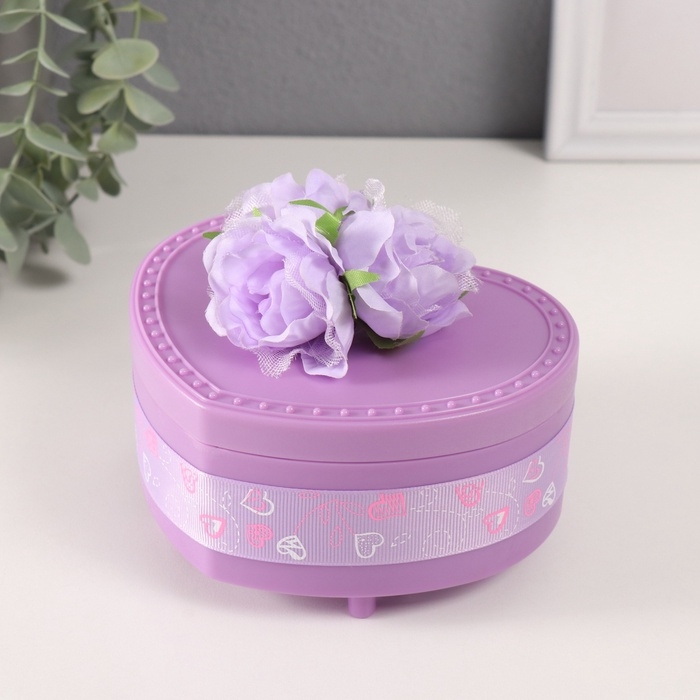 Шкатулка музыкальная механическая Шкатулка музыкальная механическая "Нежные розы" фиолетовая 12х13,5х10,5 см