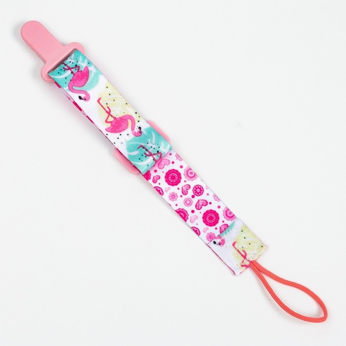 Держатель для соски - пустышки «Фламинго», на ленте Держатель для соски - пустышки «Фламинго», на ленте