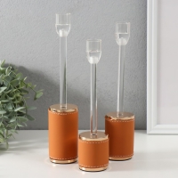 Подсвечник металл, акрил "Надёжность" d=2,2 см, набор 3 шт h= 27 см, 24,5 см, 23 см Подсвечник металл, акрил "Надёжность" d=2,2 см, набор 3 шт h= 27 см, 24,5 см, 23 см