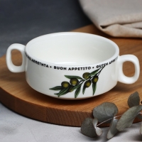 Супница с ручками керамическая «Приятного аппетита», 10.5 х 5 см, 220 мл, цвет белый Супница с ручками керамическая «Приятного аппетита», 10.5 х 5 см, 220 мл, цвет белый