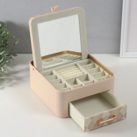 Шкатулка кожзам для украшений "Клетка" молочная 20х22,5х9,5 см Шкатулка кожзам для украшений "Клетка" молочная 20х22,5х9,5 см