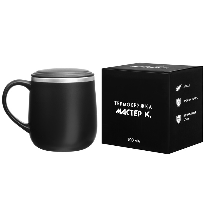 Термокружка, 300 мл, Поход Термокружка, 300 мл, Поход "Мастер К", черная