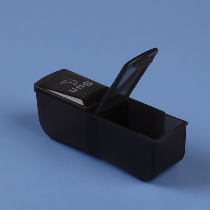 Таблетница - органайзер &laquo;Неделька&raquo;, со съёмными ячейками, английские буквы, утро/вечер, 7 контейнеров по 2 ячейки, цвет чёрный